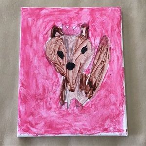 Brown Fox on Pink Original Painting. 8”x10” Canvas